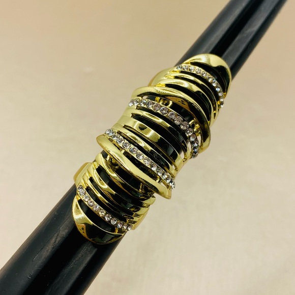 NWOT Fashion Yellow Gold Plated CZ Knuckle Finger Ring - Picture 4 of 12